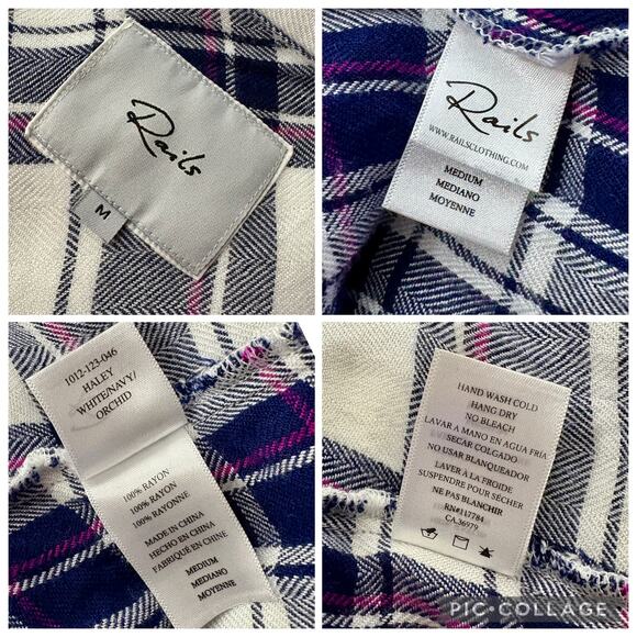 Rails Haley Orchid Plaid Button Down Dress SZ M - Picture 8 of 8